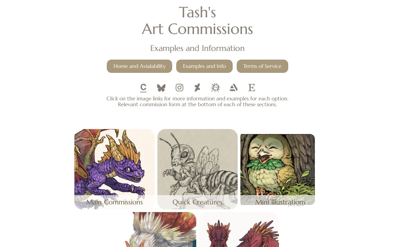 Historical Commissions Rack Card Examples Tash's Art Commissions Examples and Information